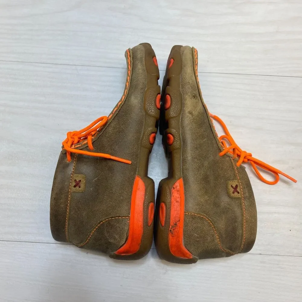 Twisted X Chukka Driving Mocs Kids 1M Orange Leather Moisture Wicking SD Footbed